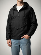 Men's Autumn Half Zip Anorak Jacket with Pouch Pocket