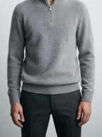 Men's Autumn Half Zip Jumper with Mock Neck