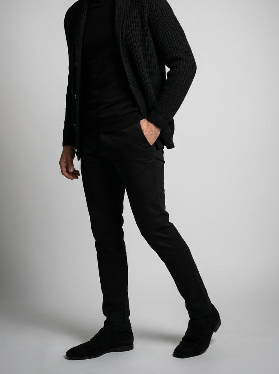 Men's Autumn Heavy Ribbed Knit Cardigan with Shawl Collar