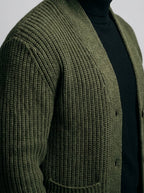 Men's Autumn Heavy Ribbed Knit Cardigan with Shawl Collar