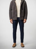Men's Autumn Hooded Fleece Jacket with Button Front