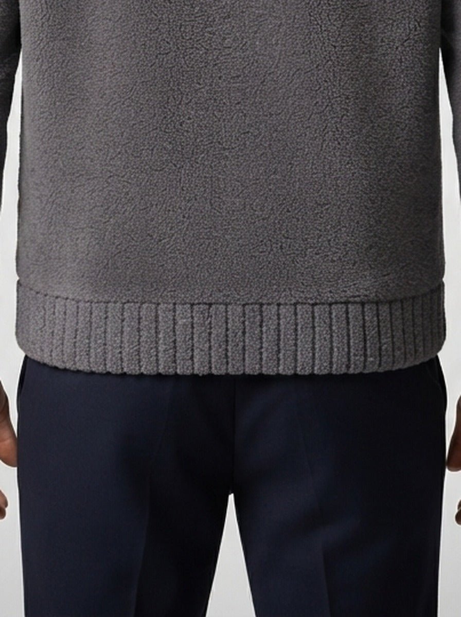 Men's Autumn Hooded Fleece Jacket with Button Front