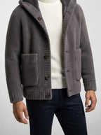 Men's Autumn Hooded Fleece Jacket with Button Front