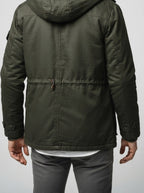 Men's Autumn Hooded Fleece Lined Field Jacket