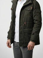 Men's Autumn Hooded Fleece Lined Field Jacket