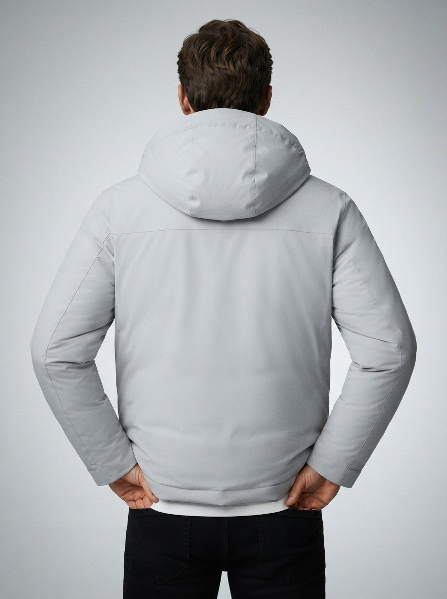 Men's Autumn Hooded Padded Parka with Zip Sleeve Pocket
