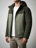 Men's Autumn Hooded Padded Parka with Zip Sleeve Pocket