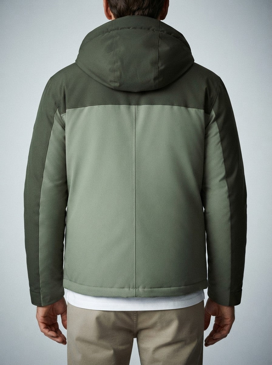 Men's Autumn Hooded Padded Parka with Zip Sleeve Pocket