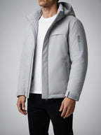 Men's Autumn Hooded Padded Parka with Zip Sleeve Pocket