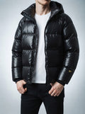 Men's Autumn Hooded Puffer Jacket with Contrast Lining