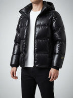 Men's Autumn Hooded Puffer Jacket with Contrast Lining