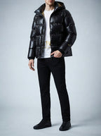 Men's Autumn Hooded Puffer Jacket with Contrast Lining