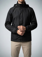 Men's Autumn Hooded Rain Jacket with Stand Collar