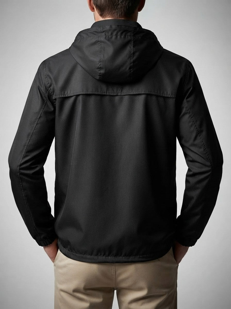 Men's Autumn Hooded Rain Jacket with Stand Collar