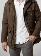 Men's Autumn Hooded Washed Cotton Utility Parka