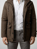 Men's Autumn Hooded Washed Cotton Utility Parka