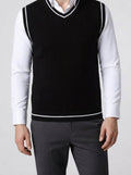 Men's Autumn Knit Sleeveless Jumper Vest with V-Neck