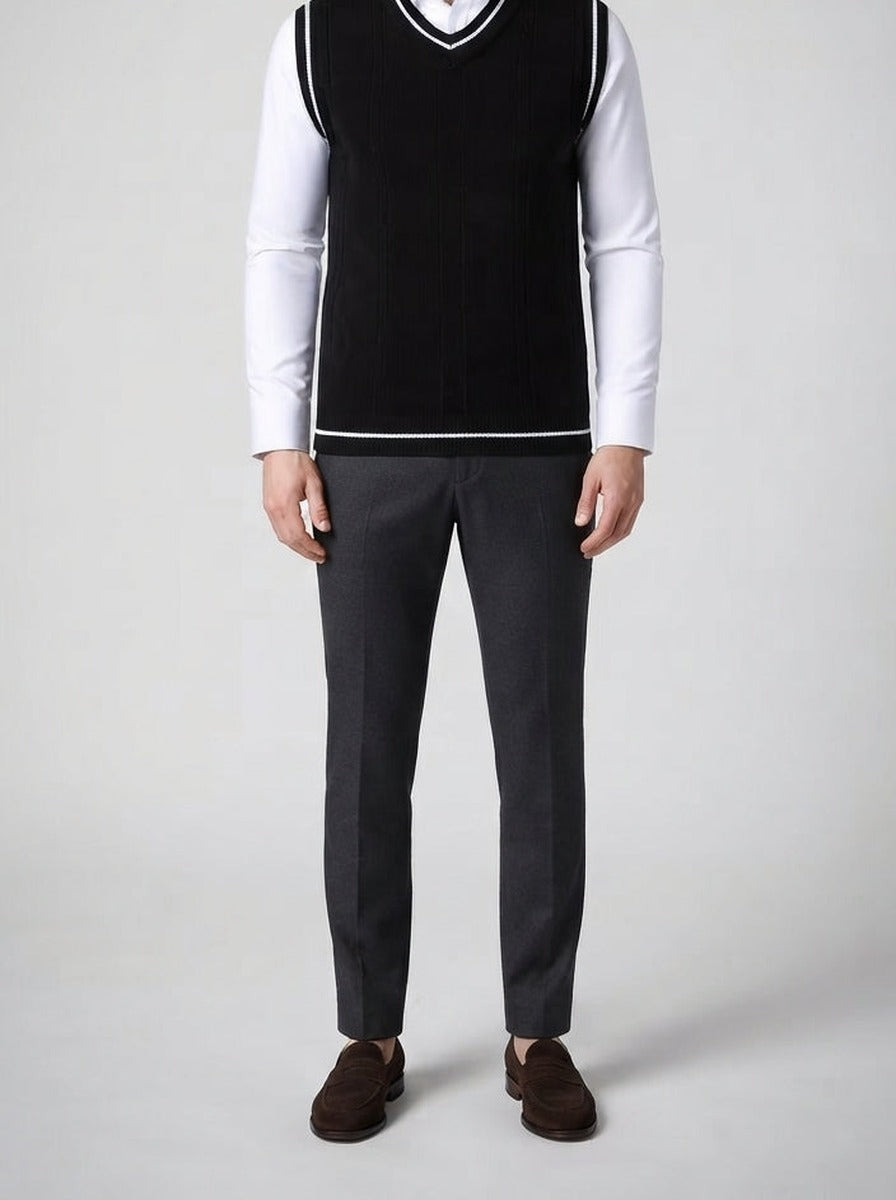 Men's Autumn Knit Sleeveless Jumper Vest with V-Neck