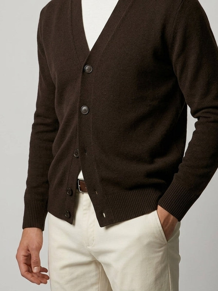 Men's Autumn Knit V-Neck Button Front Cardigan