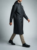 Men's Autumn Long Hooded Raincoat with Snap Fastening | Rain Mac