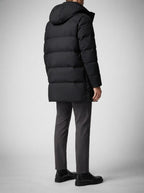 Men's Autumn Longline Hooded Padded Coat with Snap Placket | Parka Style