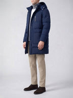 Men's Autumn Longline Padded Parka Coat with Detachable Hood