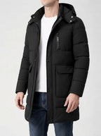 Men's Autumn Longline Padded Parka Coat with Detachable Hood