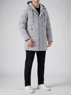 Men's Autumn Longline Puffer Coat with Zip Chest Pocket
