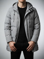 Men's Autumn Longline Puffer Coat with Zip Chest Pocket