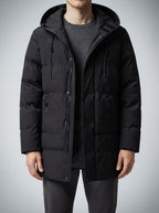 Men's Autumn Longline Puffer Coat with Zip Chest Pocket