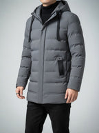 Men's Autumn Longline Quilted Puffer Coat with Hood