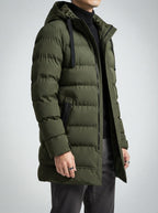 Men's Autumn Longline Quilted Puffer Coat with Hood