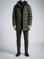 Men's Autumn Longline Quilted Puffer Coat with Hood