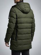 Men's Autumn Longline Quilted Puffer Coat with Hood