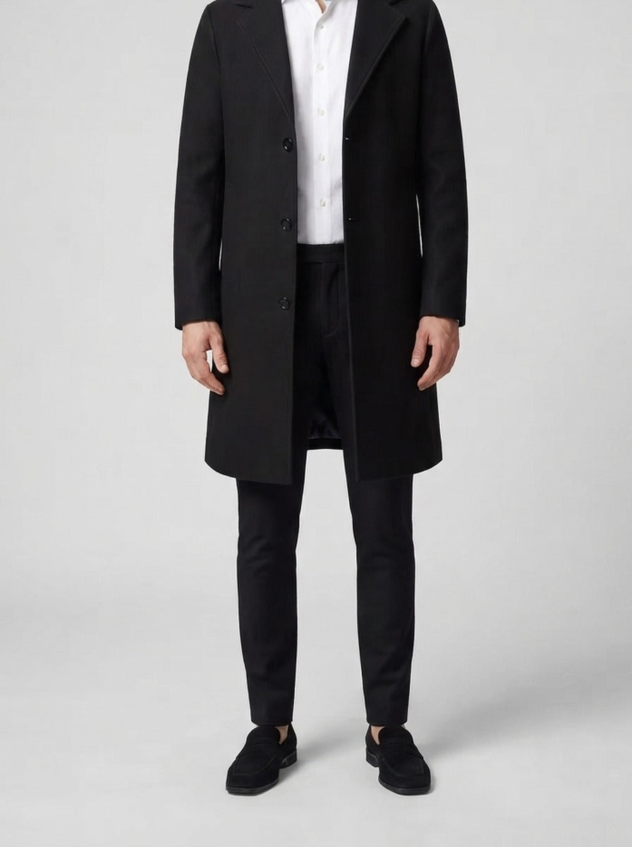 Men's Autumn Notch Lapel Single Breasted Wool Overcoat