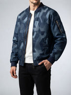 Men's Autumn Padded Bomber Jacket with Sleeve Zip Pocket