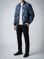 Men's Autumn Padded Bomber Jacket with Sleeve Zip Pocket