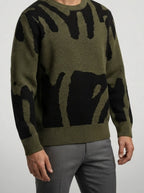 Men's Autumn Patterned Chunky Knit Crew Neck Jumper