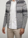Men's Autumn Patterned Knit Zip-Up Jumper