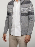 Men's Autumn Patterned Knit Zip-Up Jumper