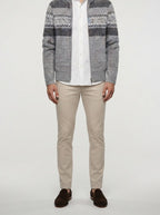 Men's Autumn Patterned Knit Zip-Up Jumper