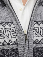 Men's Autumn Patterned Knit Zip-Up Jumper