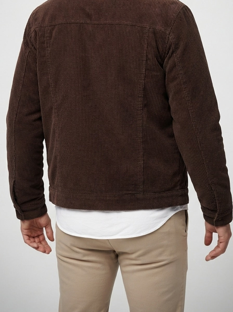 Men's Autumn Pile Collar Corduroy Trucker Jacket