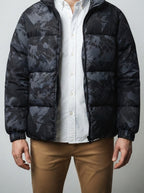 Men's Autumn Printed Stand Collar Puffer Jacket