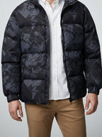 Men's Autumn Printed Stand Collar Puffer Jacket