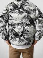 Men's Autumn Printed Stand Collar Puffer Jacket