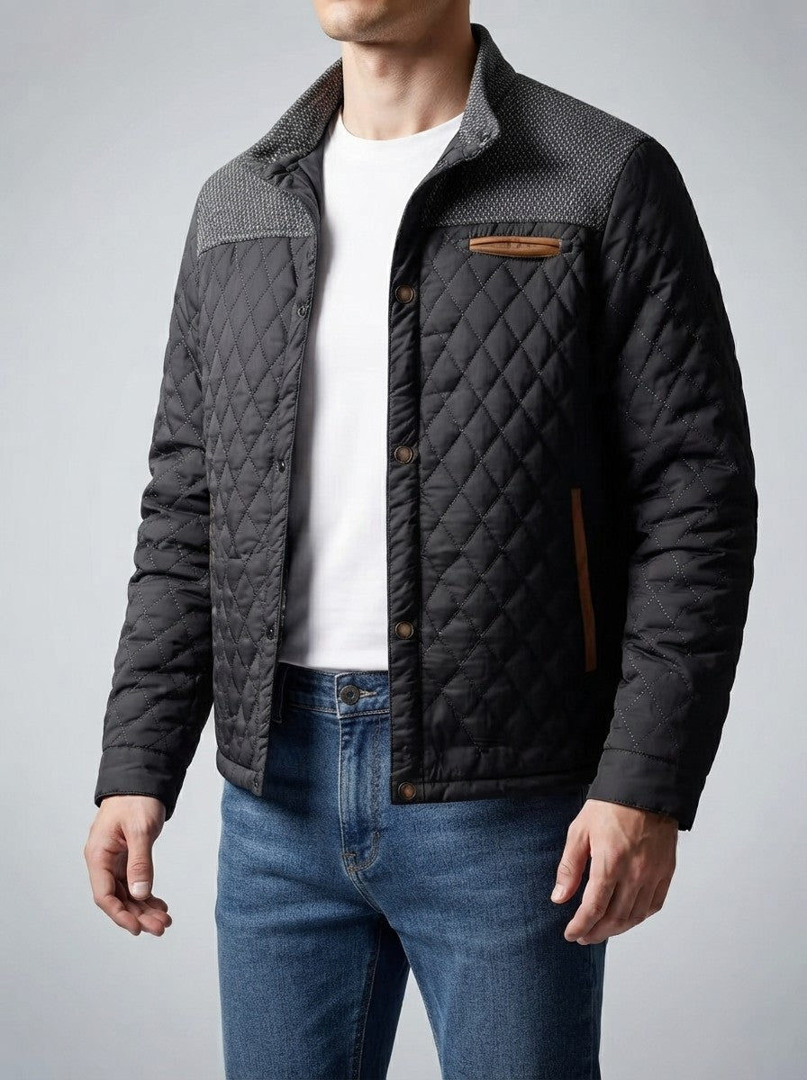 Men's Autumn Quilted Jacket with Contrast Yoke