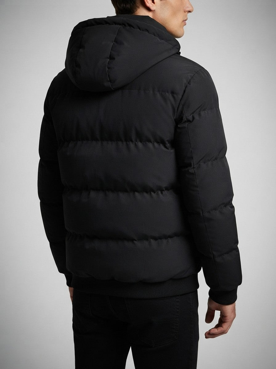 Men's Autumn Quilted Puffer Jacket with Fleece Lined Hood