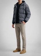 Men's Autumn Quilted Puffer Jacket with Fleece Lined Hood