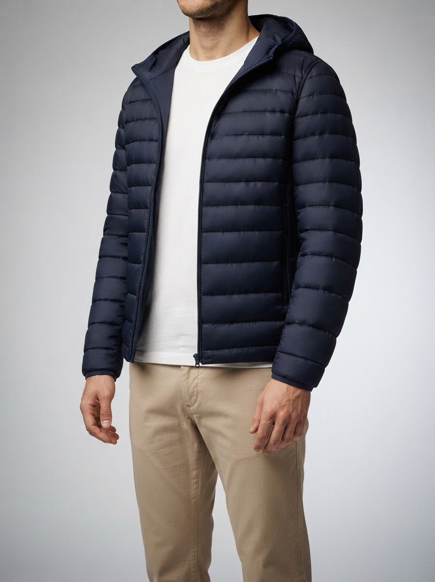 Men's Autumn Quilted Puffer Jacket with Hood